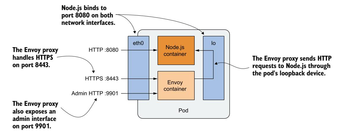 图 5.10 Pod 容器和网络接口的详细视图