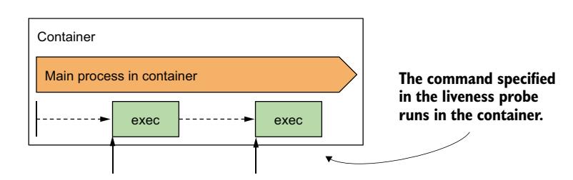 图 6.7 exec 存活探针在容器内运行命令