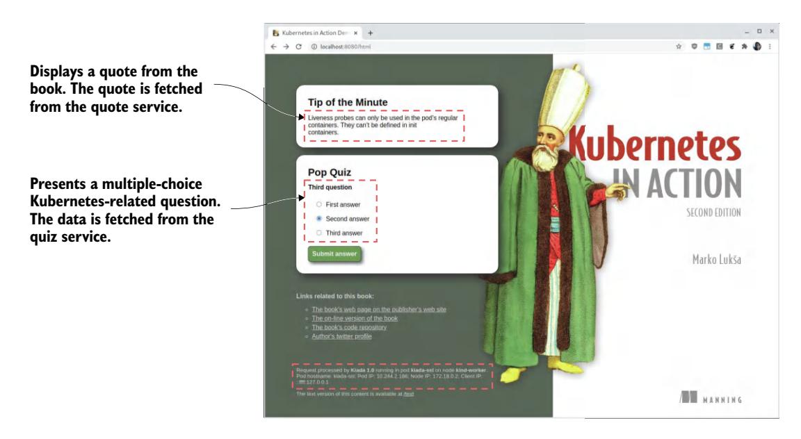 图 11.5 在浏览器中访问 Kiada 应用
